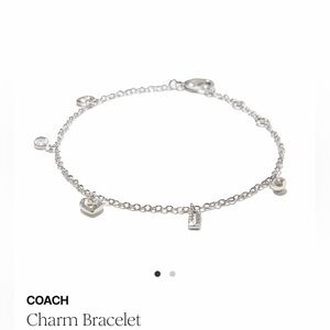 Coach Silver Charm Bracelet with Heart Accents